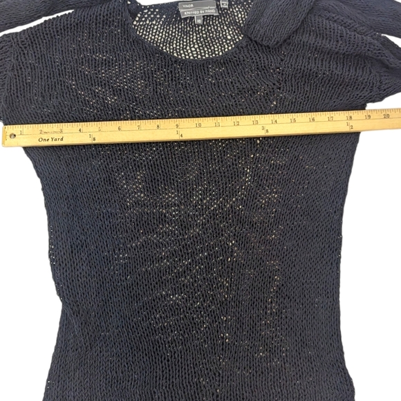 Vince Open Stitch Pullover Sweater Womens XS Black Long Sleeve Quiet Luxury - Picture 9 of 10